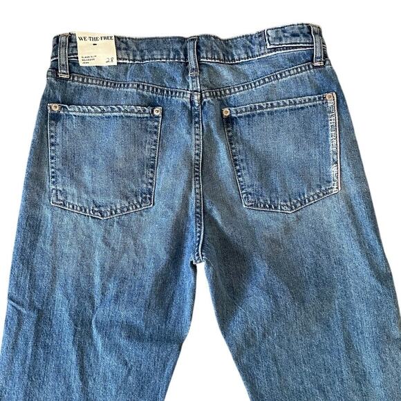 Free People We The Free Slade Slim Selvedge Cuffed Jeans Size 28 Boho Relaxed - Picture 8 of 10